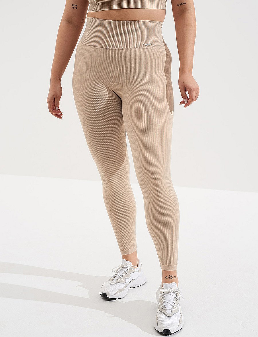 aim´n - Ribbed Seamless Tights - visas ilgis - sand washed - 0