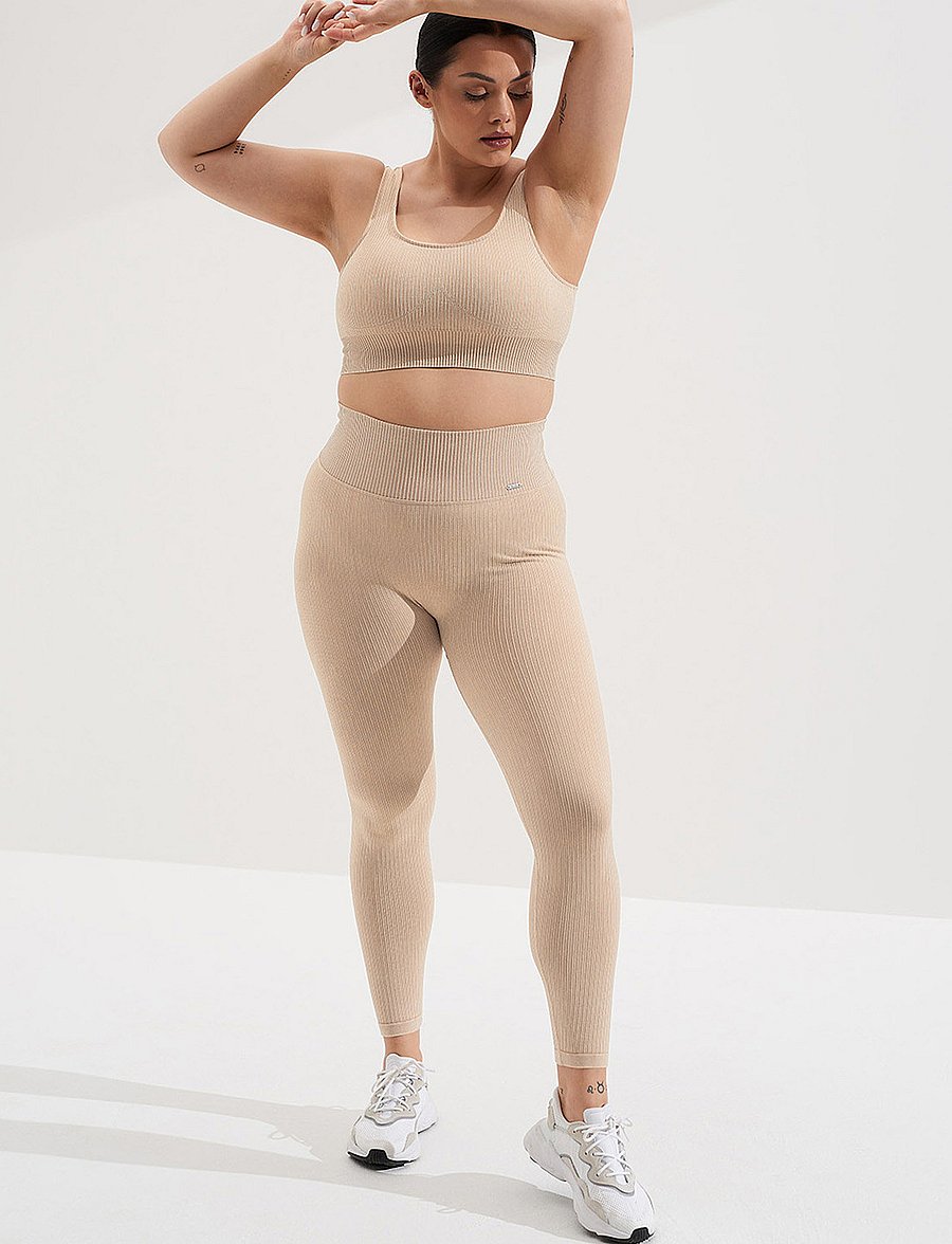aim´n - Ribbed Seamless Tights - visas ilgis - sand washed - 5