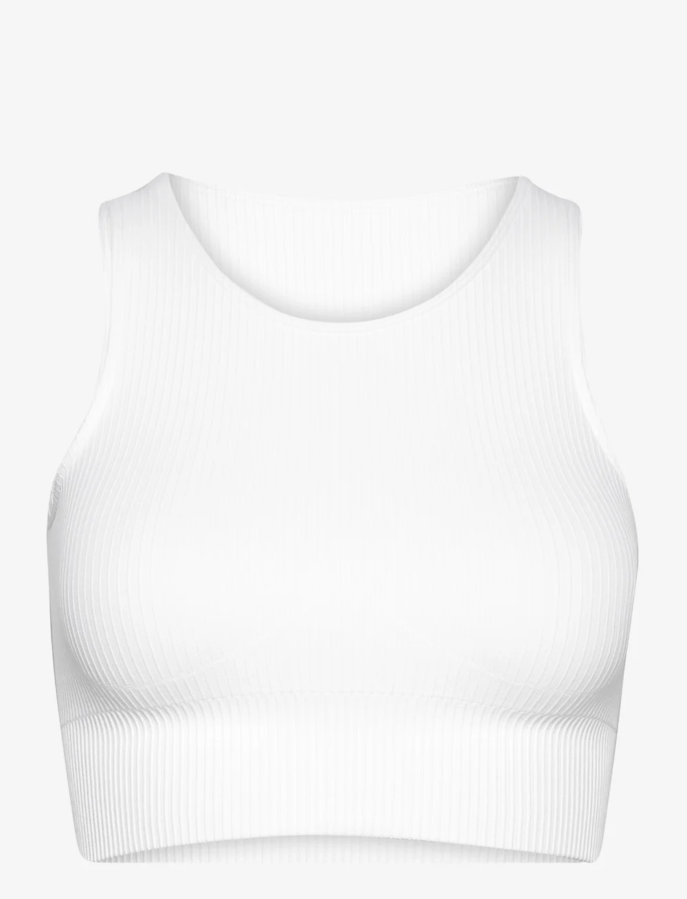 aim´n - White Ribbed Seamless Crop Top - wysokie - white - 1
