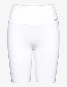 White Ribbed Seamless Biker Shorts, AIM'N