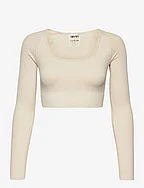 Luxe Seamless Cropped Long Sleeve - OAT WHITE