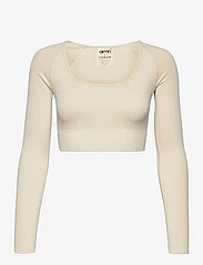AIM'N - Luxe Seamless Cropped Long Sleeve - crop-tops - oat white - 0