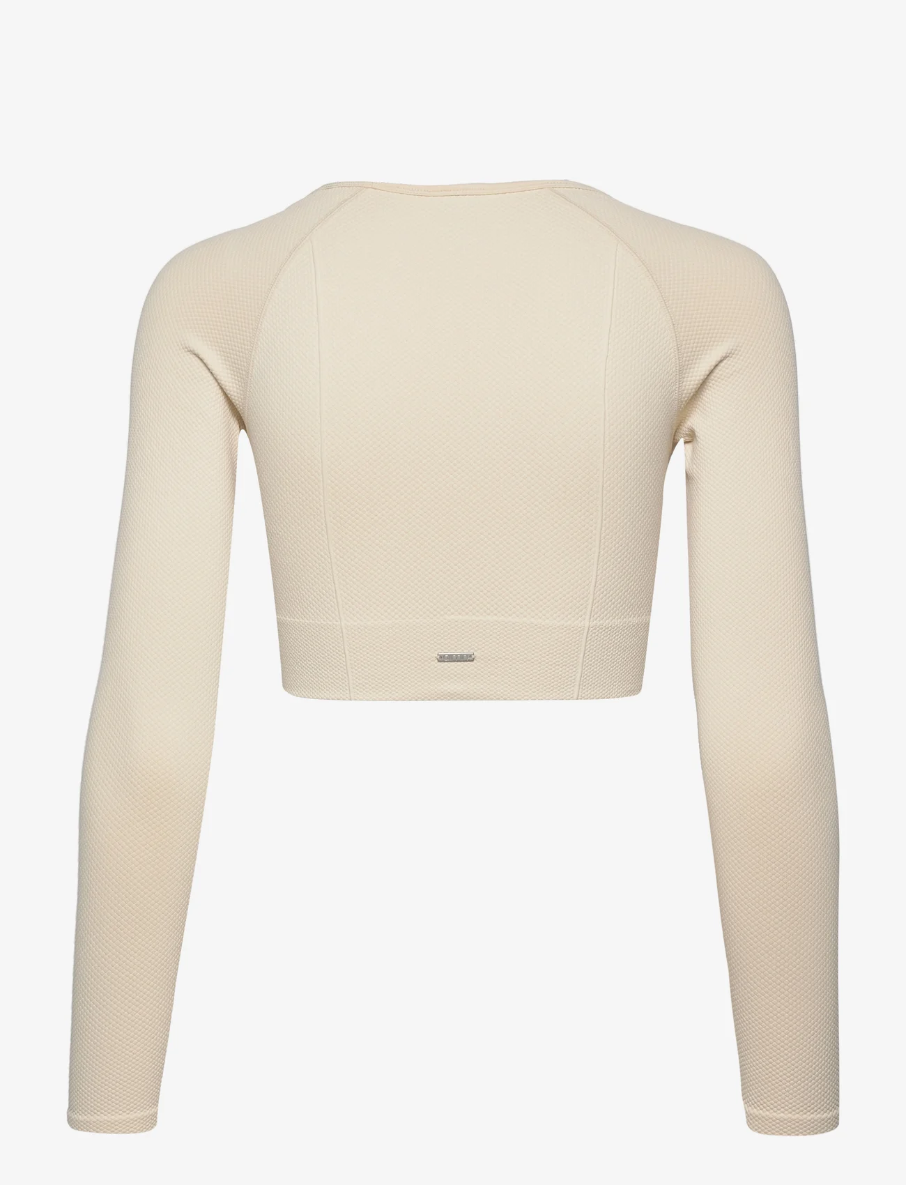 AIM'N - Luxe Seamless Cropped Long Sleeve - crop tops - oat white - 1