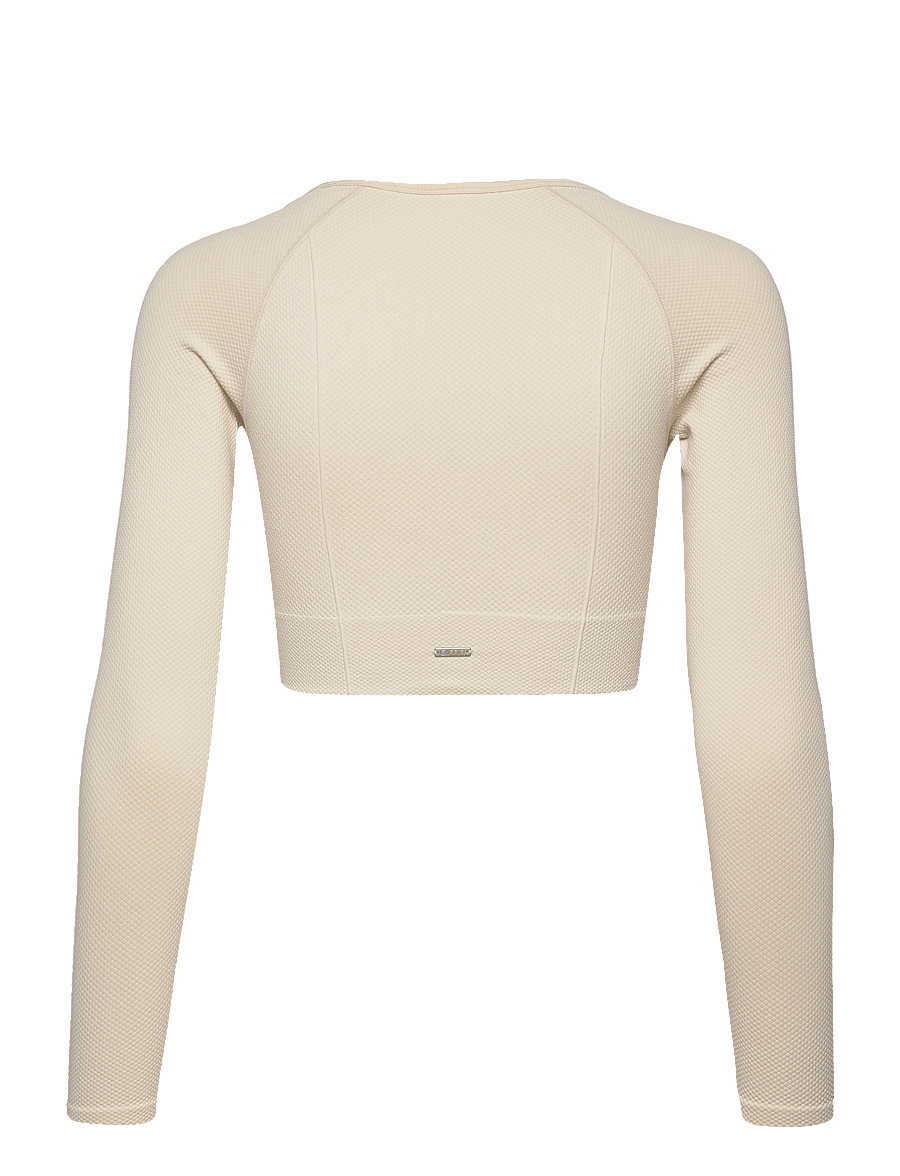 aim´n - Luxe Seamless Cropped Long Sleeve - crop tops - oat white - 2