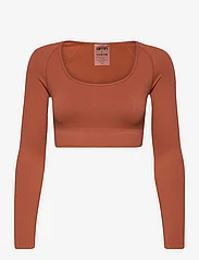 AIM'N - Luxe Seamless Crop Long Sleeve - któtkie bluzki - rouge - 0