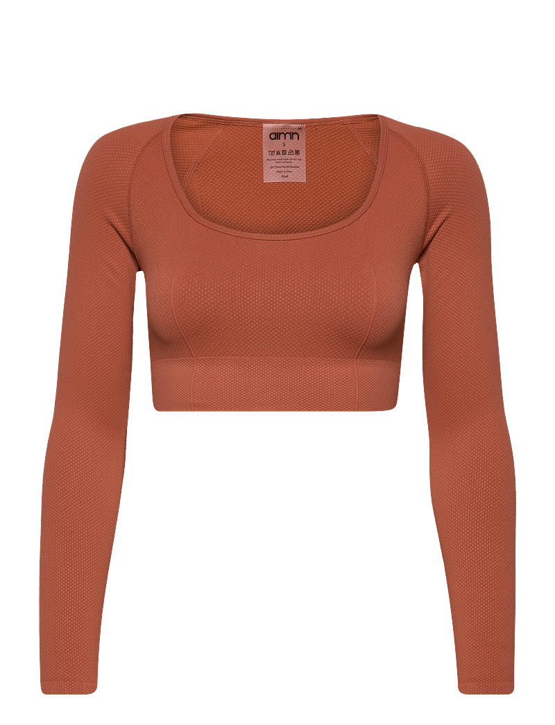 aim´n - Luxe Seamless Crop Long Sleeve - crop tops - rouge - 1