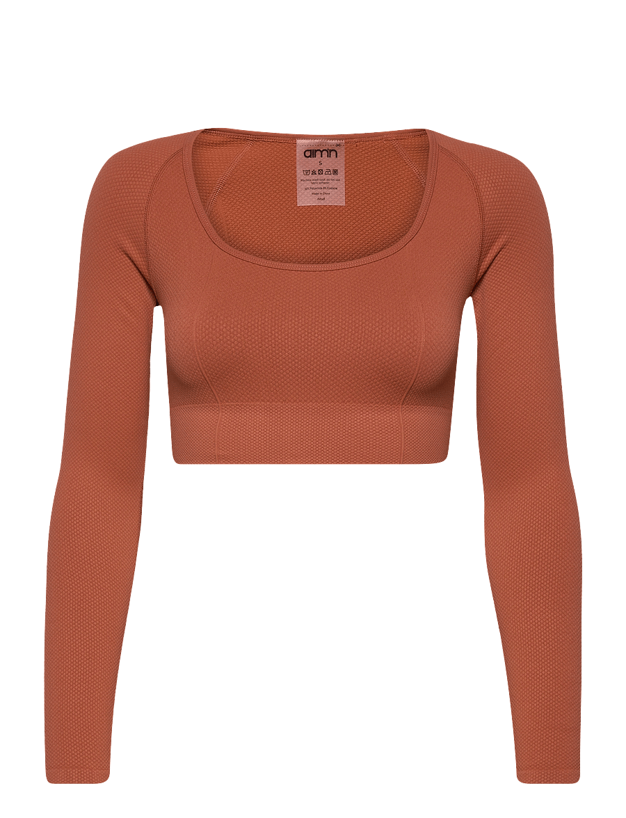 aim´n - Luxe Seamless Crop Long Sleeve - crop tops - rouge - 1