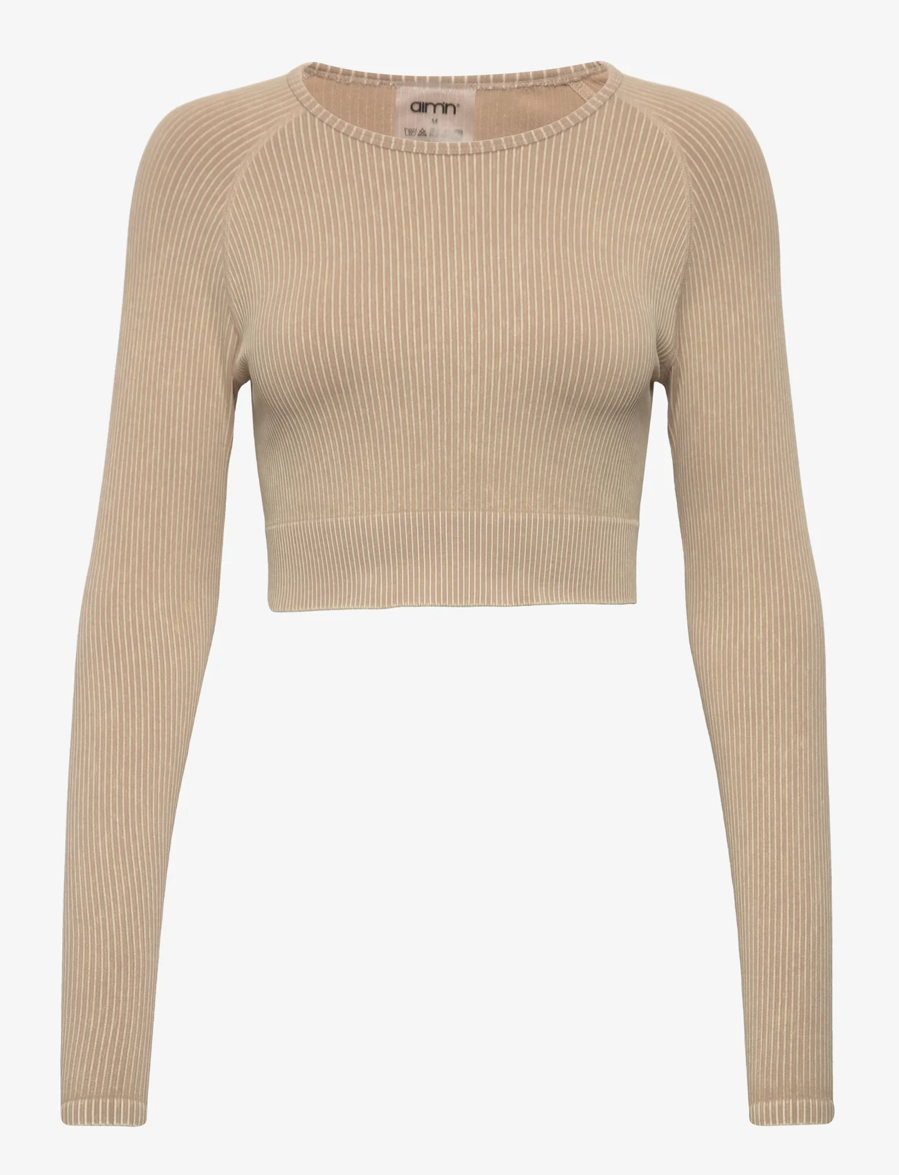 AIM'N - Sand Washed Ribbed Seamless Crop Long Sleeve - pitkähihaiset topit - sand washed - 0