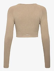 AIM'N - Sand Washed Ribbed Seamless Crop Long Sleeve - crop-tops - sand washed - 1
