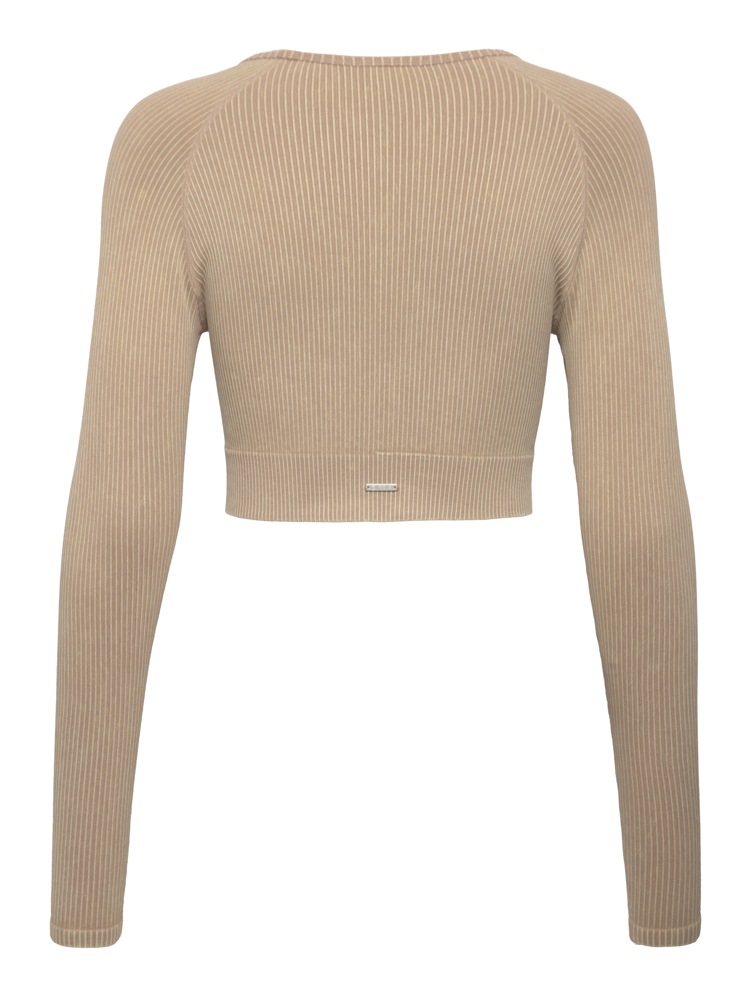 aim´n - Sand Washed Ribbed Seamless Crop Long Sleeve - crop tops - sand washed - 2