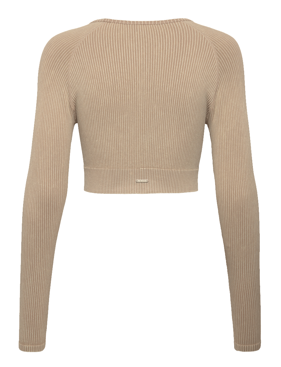 aim´n - Sand Washed Ribbed Seamless Crop Long Sleeve - Īsi topi - sand washed - 2