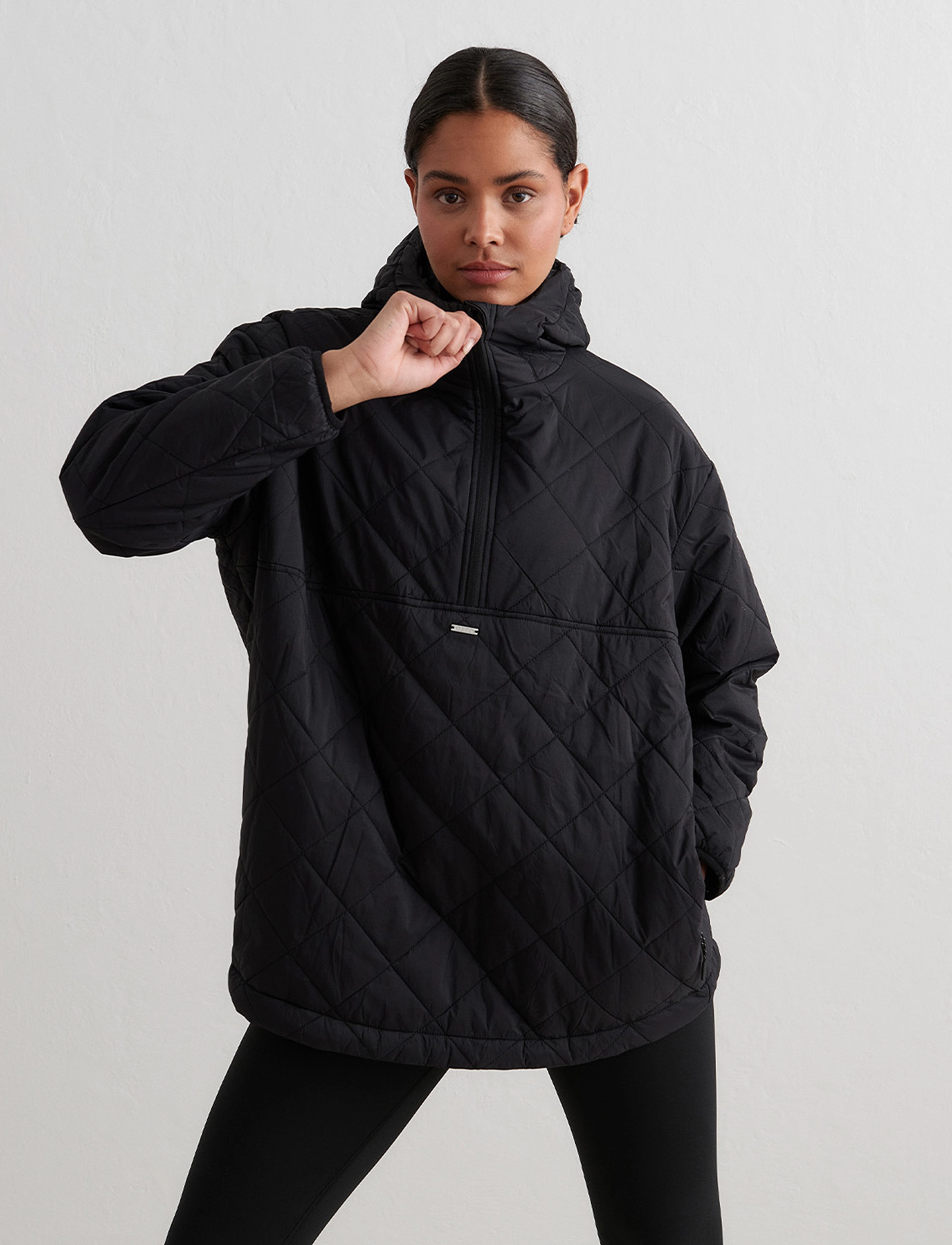 aim ́n Oversized Quilted Anorak, L, Jackets, Schwarz - Anoraks, Frauen
