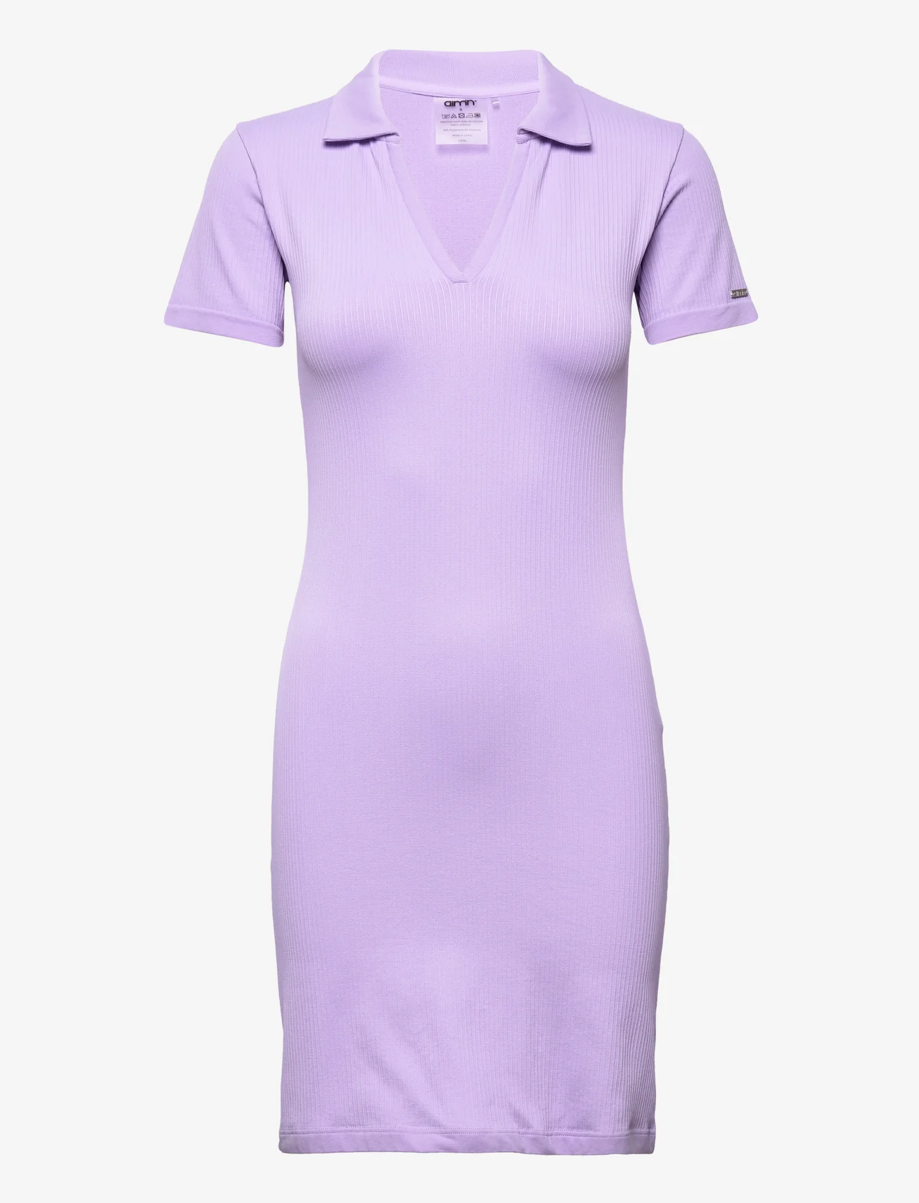 AIM'N - Ribbed Seamless Polo Dress - marškinėlių tipo suknelės - lavande - 0