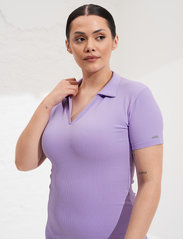 AIM'N - Ribbed Seamless Polo Dress - t-skjortekjoler - lavande - 5