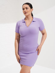 AIM'N - Ribbed Seamless Polo Dress - sukienki koszulowe - lavande - 6
