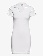 Ribbed Seamless Polo Dress - WHITE