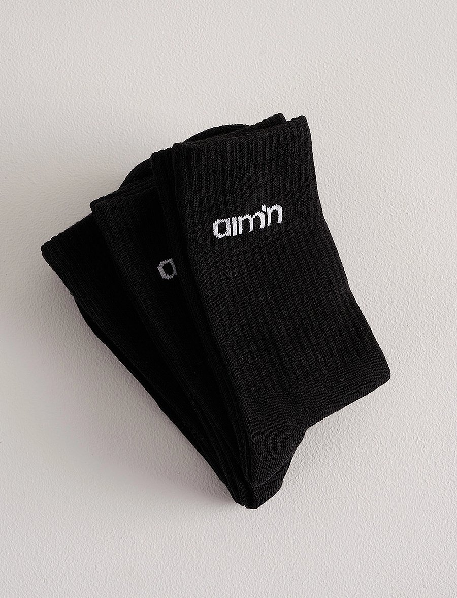 aim´n - Aim'n Logo Socks 3-Pack - aluspesu ja sokid - black - 0