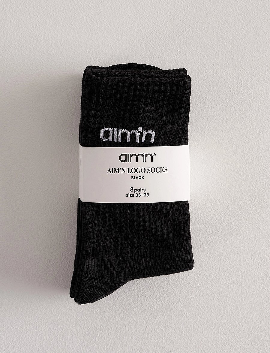 aim´n - Aim'n Logo Socks 3-Pack - aluspesu ja sokid - black - 2