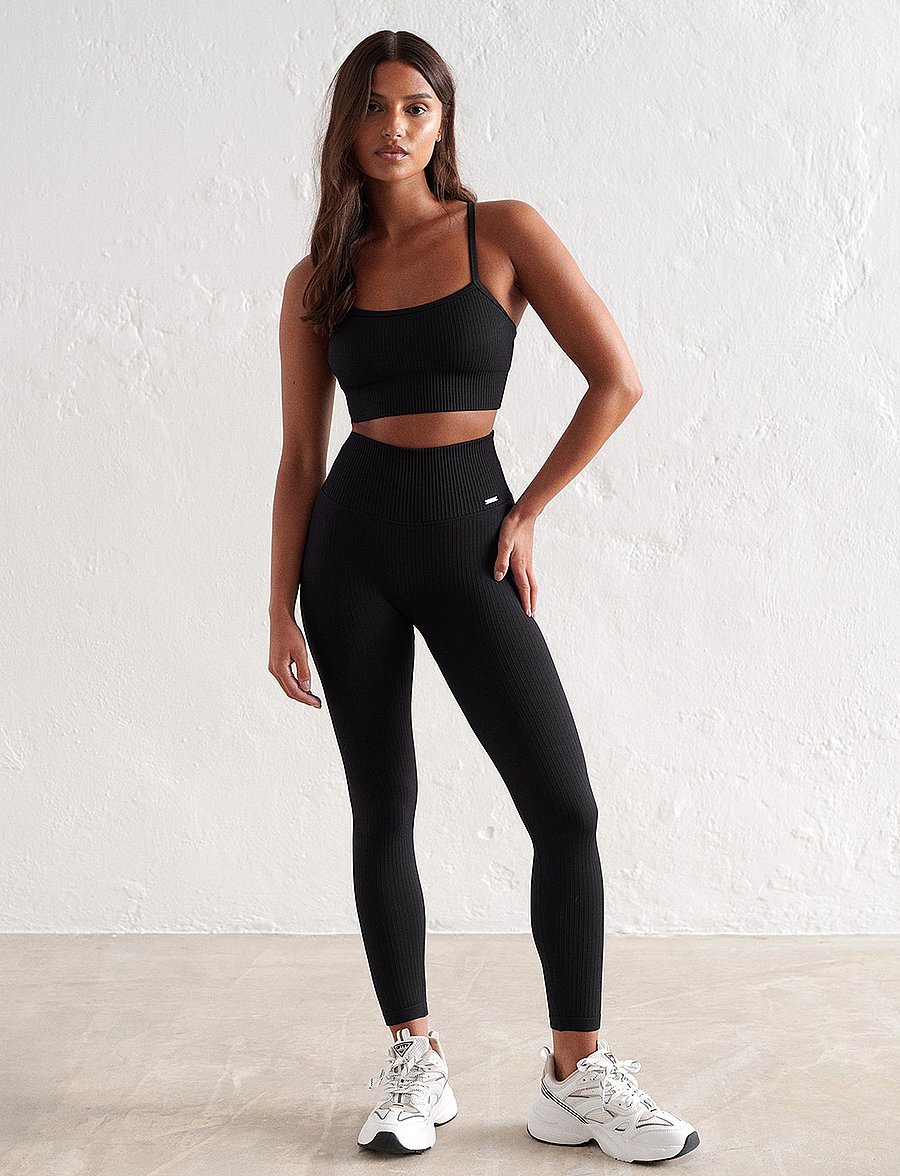 aim´n - Ribbed Seamless Petite Tights - fuld længde - black - 3