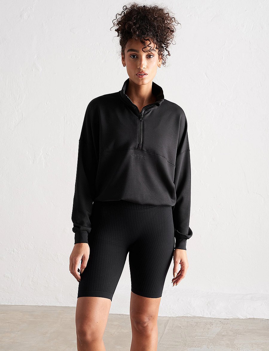 aim´n - Comfy Modal Half Zip - oberteile - black - 0