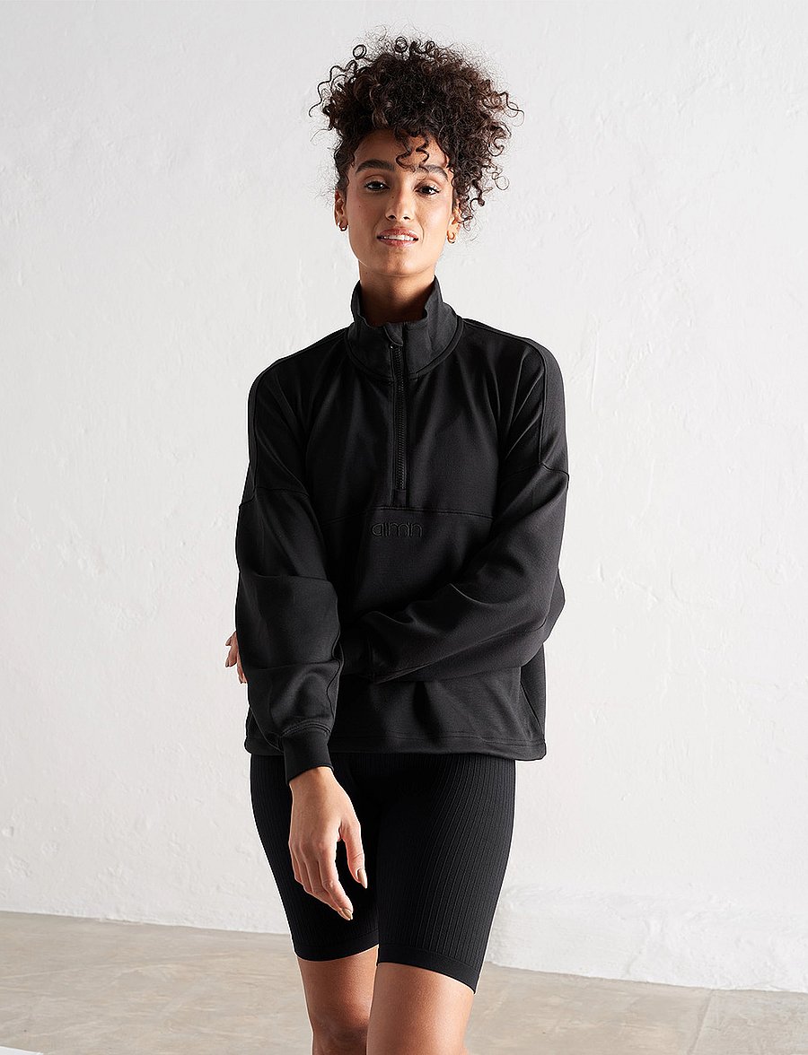 aim´n - Comfy Modal Half Zip - oberteile - black - 4