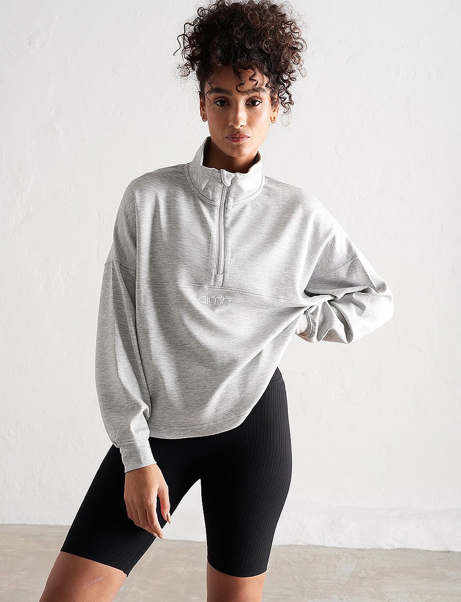 aim´n - Comfy Modal Half Zip - oberteile - light grey melange - 3