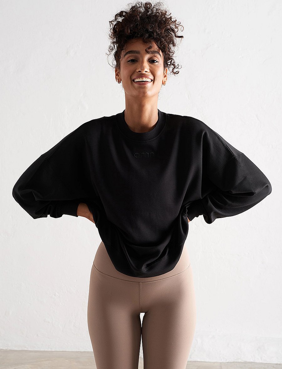 aim´n - Comfy Modal Sweatshirt - svetarit - black - 3