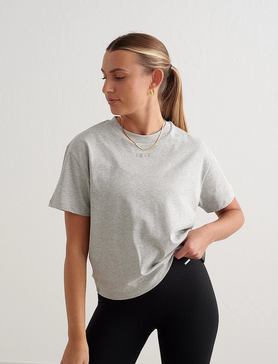 aim´n - Boxy T-Shirt - t-shirts - grey melange - 0