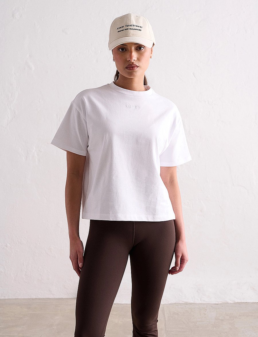 aim´n - Boxy T-Shirt - t-shirts - white - 4