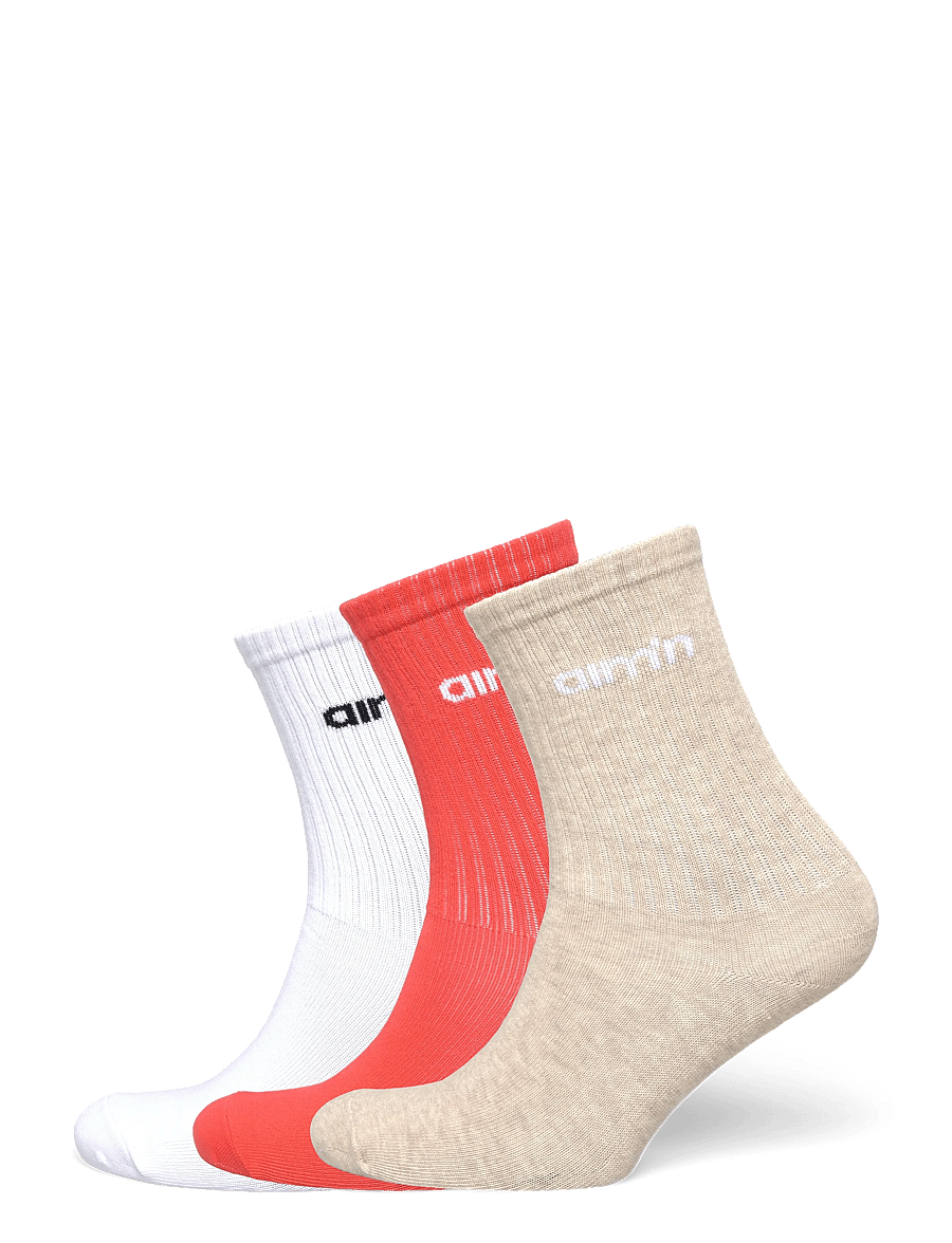 aim´n - Aim'n Logo Socks 3-Pack - underkläder och strumpor - tangerine/beige/white aim'n logo socks 3-pack - 0