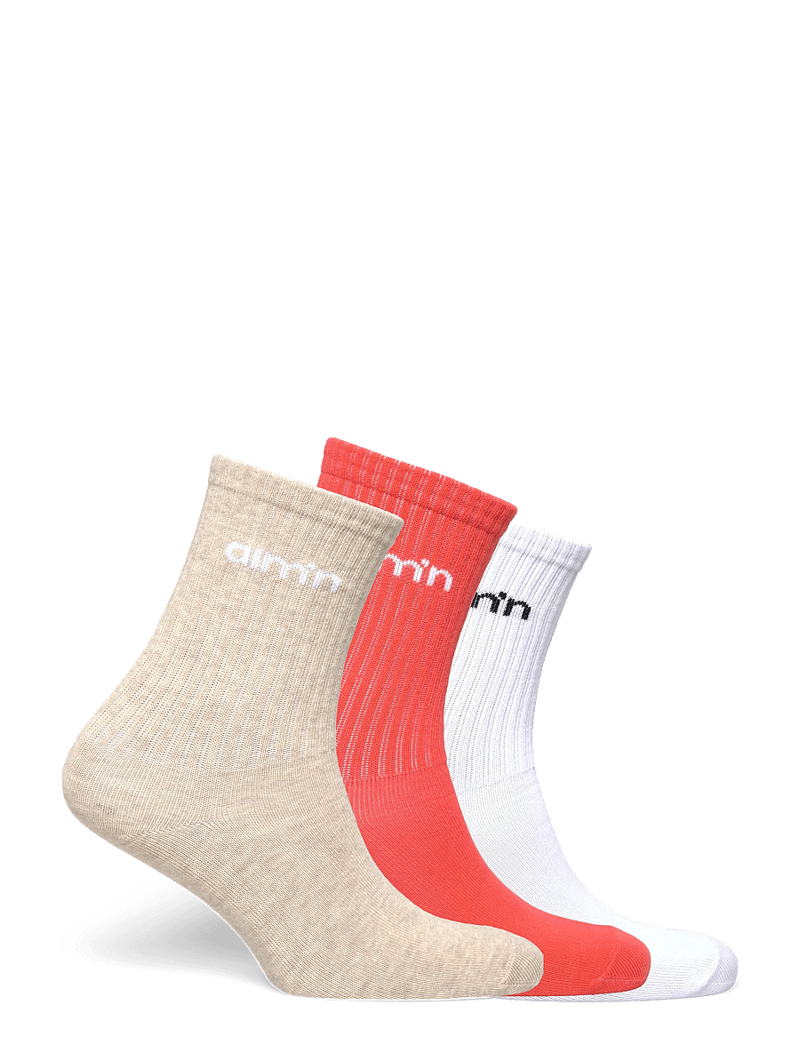 aim´n - Aim'n Logo Socks 3-Pack - underkläder och strumpor - tangerine/beige/white aim'n logo socks 3-pack - 1