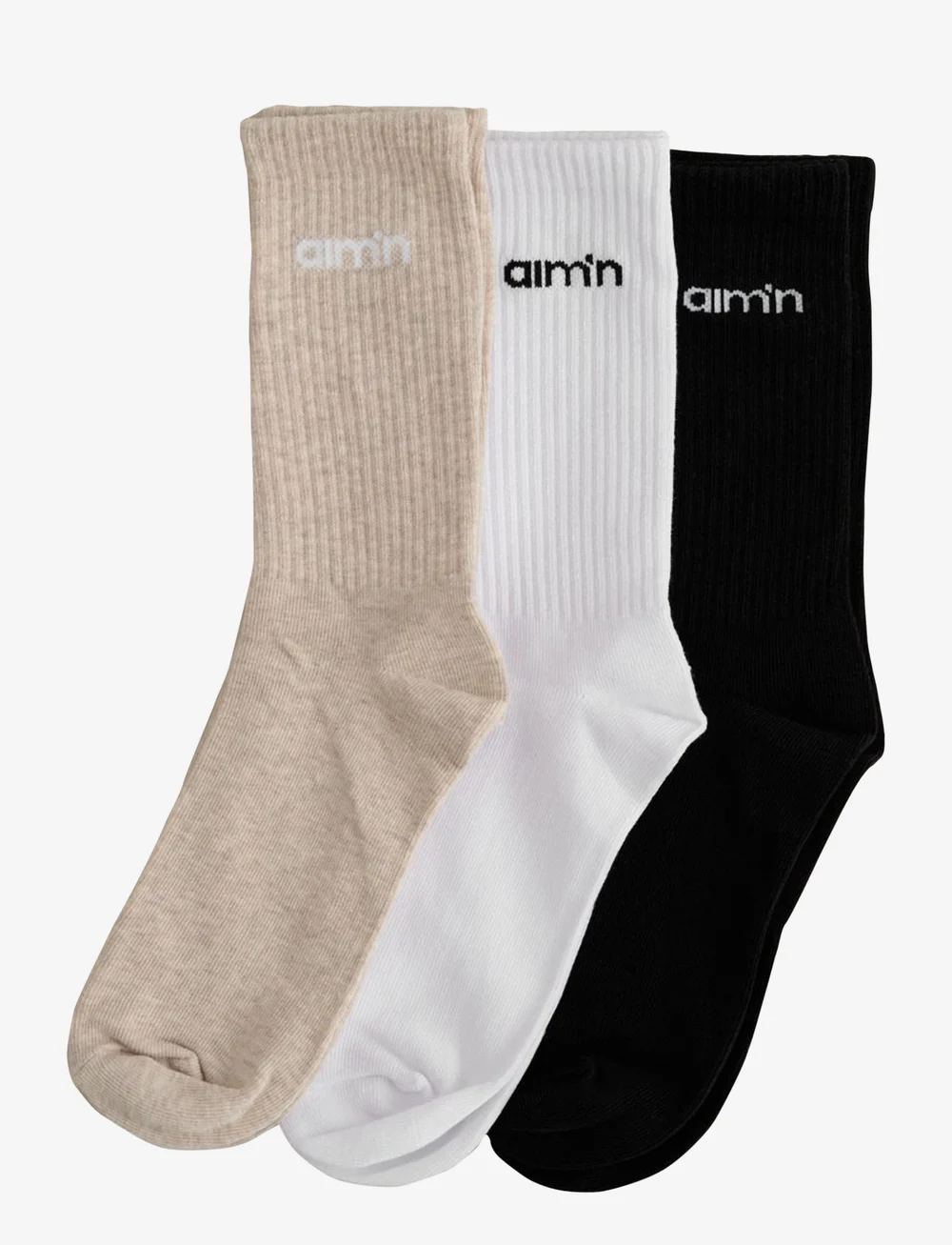 aim´n - Aim'n Logo Socks 3-Pack - vaatteet - beige melange - 0