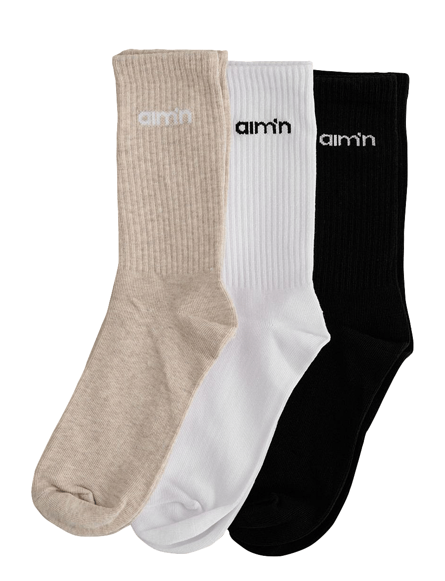 aim´n - Aim'n Logo Socks 3-Pack - strümpfe - beige melange - 0