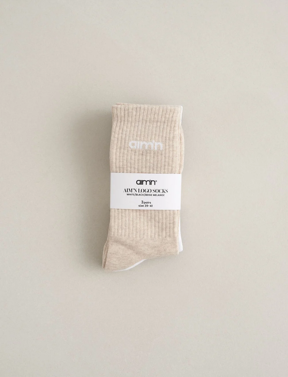 aim´n - Aim'n Logo Socks 3-Pack - vaatteet - beige melange - 2