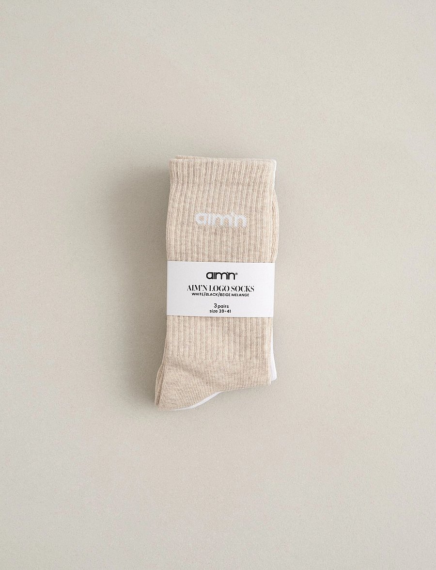 aim´n - Aim'n Logo Socks 3-Pack - strümpfe - beige melange - 2