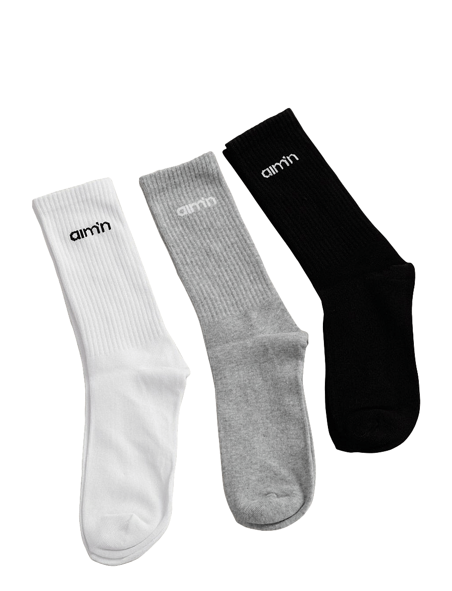 aim´n - Aim'n Logo Socks 3-Pack - aluspesu ja sokid - grey melange - 0