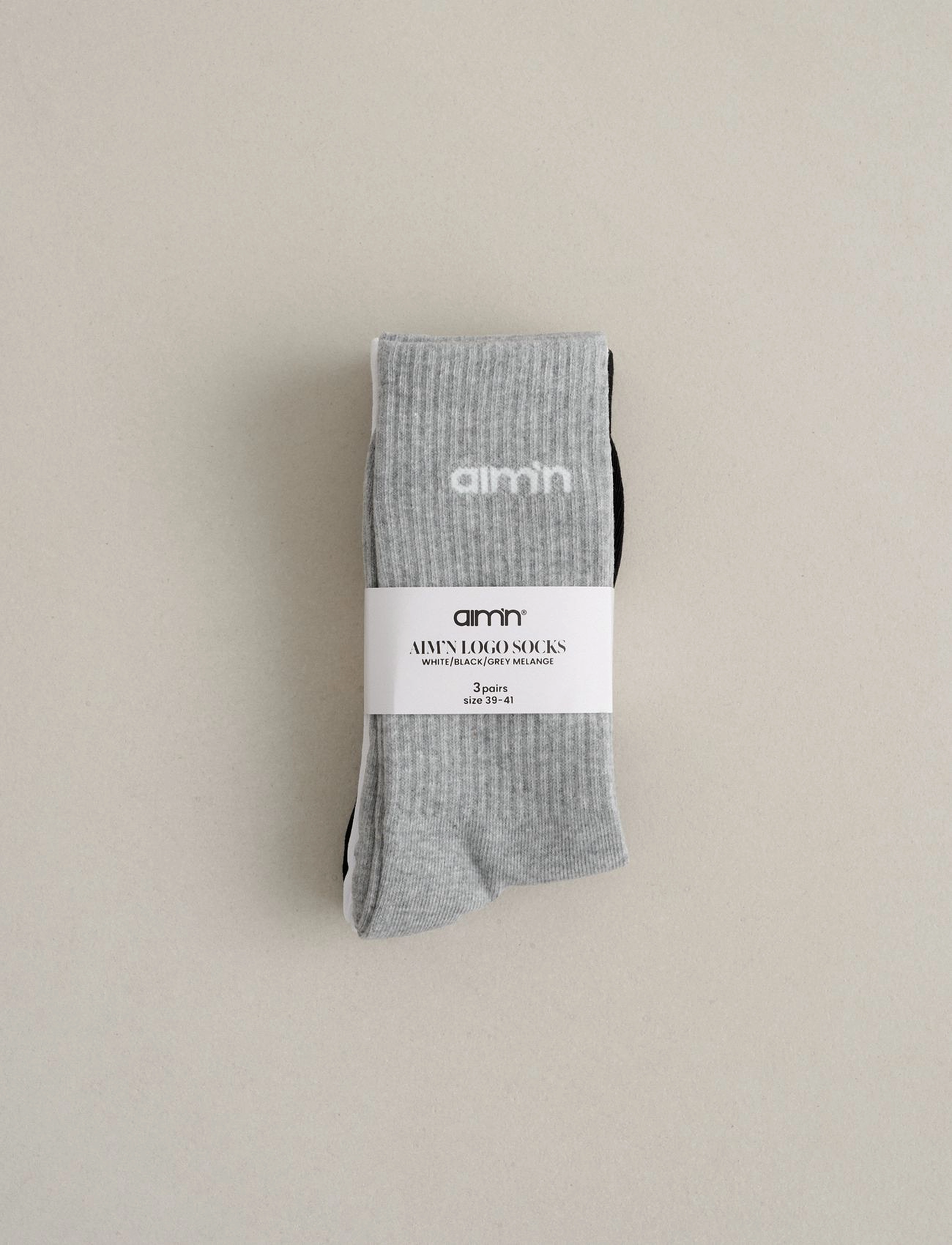 aim´n - Aim'n Logo Socks 3-Pack - strümpfe - grey melange - 1