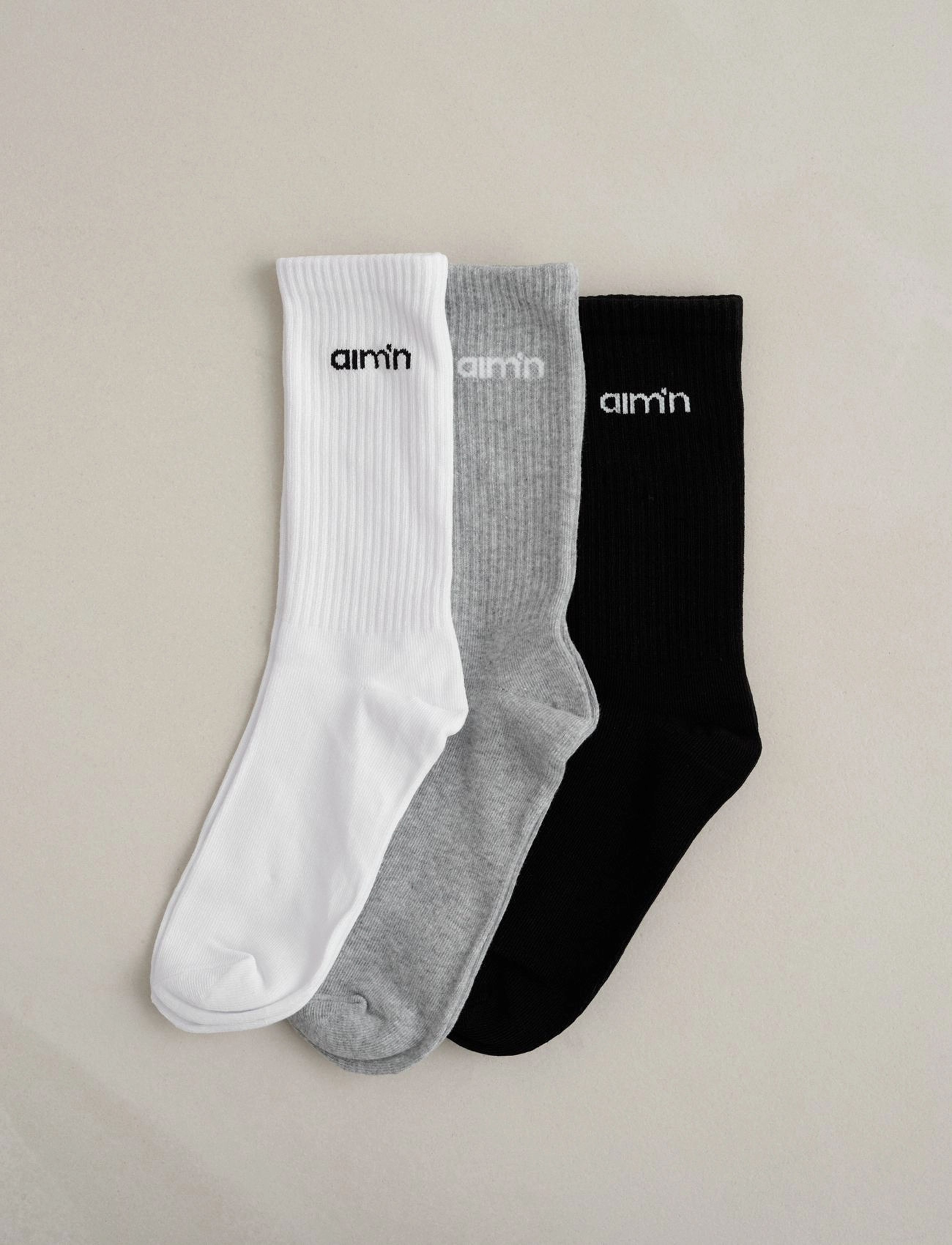 aim´n - Aim'n Logo Socks 3-Pack - strümpfe - grey melange - 2