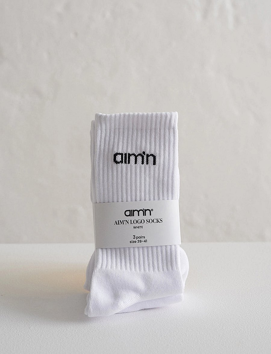 aim´n - Aim'n Logo Socks 3-Pack - underkläder och strumpor - white - 4