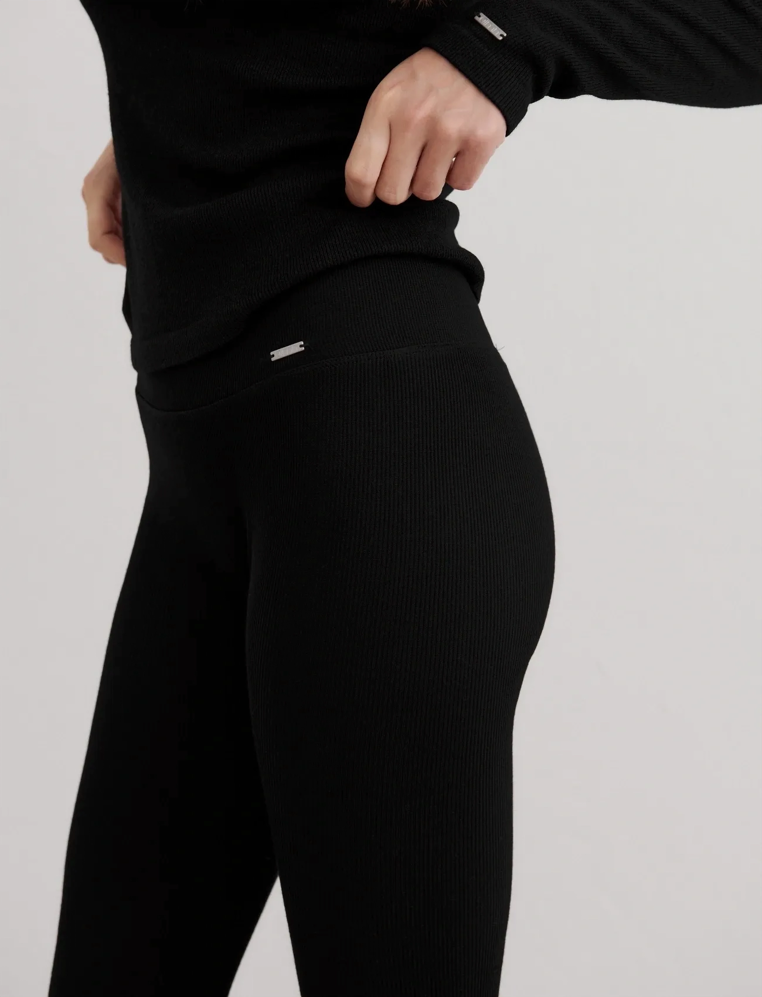aim´n - Ribbed Wool Leggings - base layer bottoms - black - 5