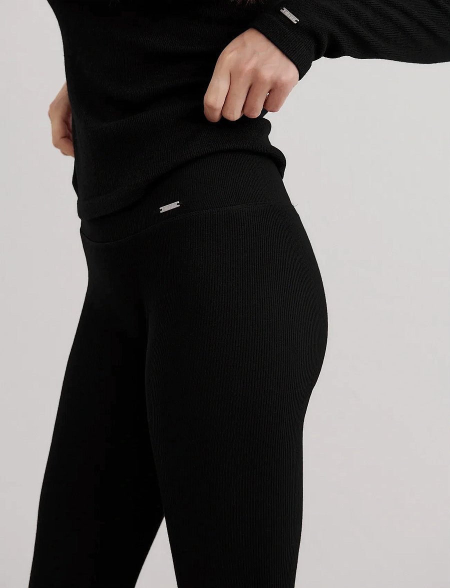 aim´n - Ribbed Wool Leggings - funkionsunterwäsche - hosen - black - 5