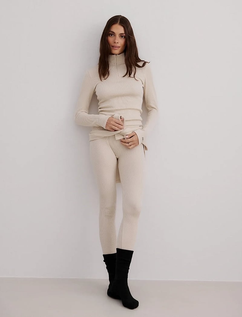 aim´n - Ribbed Wool Leggings - underställsbyxor - cafe au lait - 3