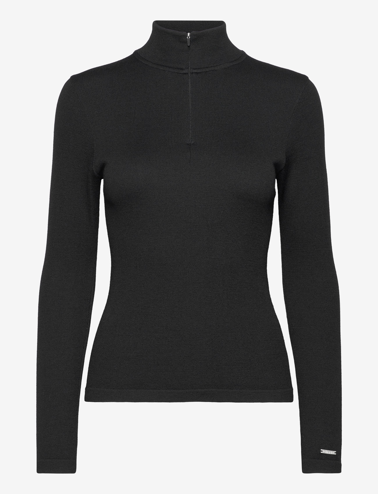 aim´n - Ribbed Wool Half zip - adījumi - black - 1