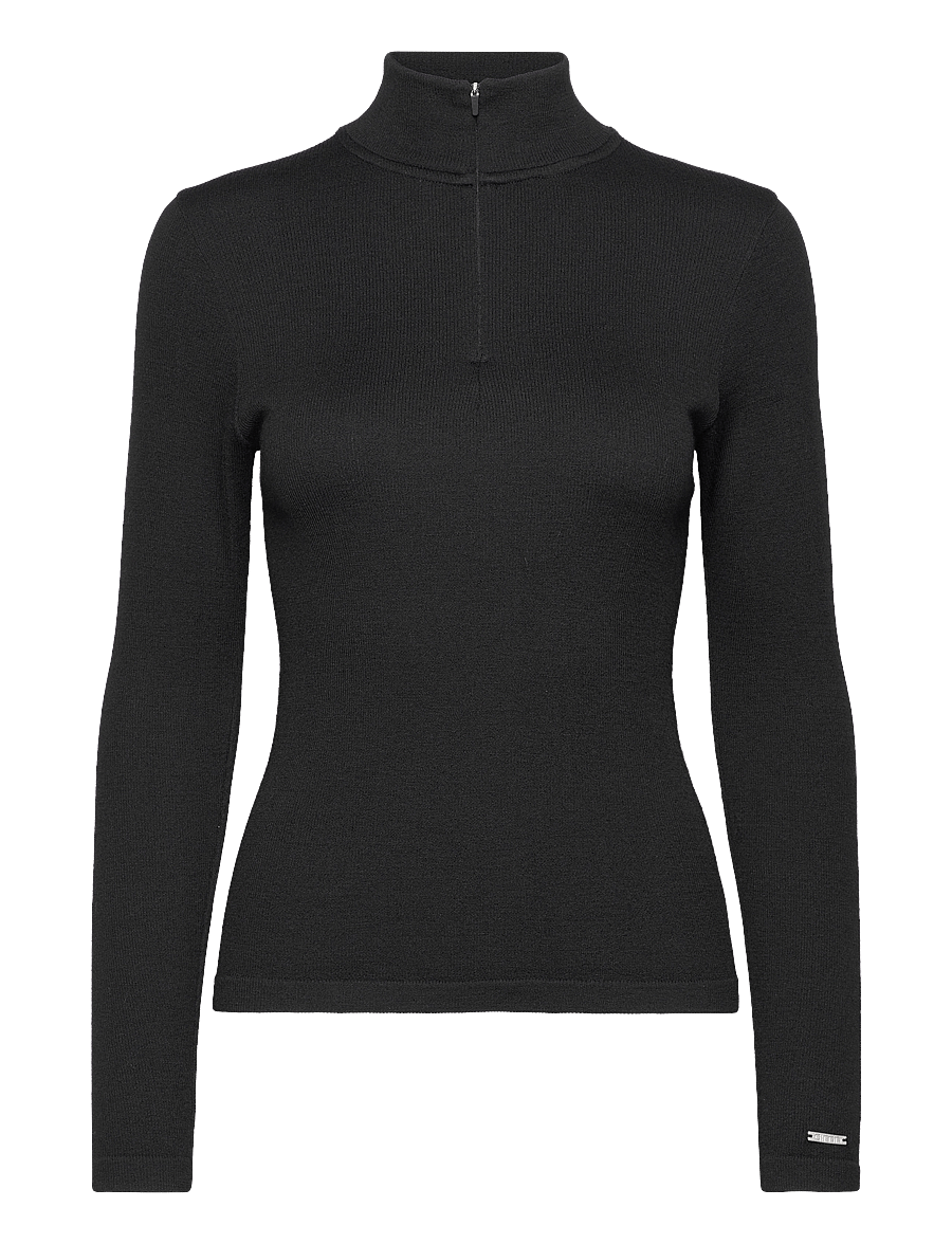 aim´n - Ribbed Wool Half zip - oberteile - black - 1