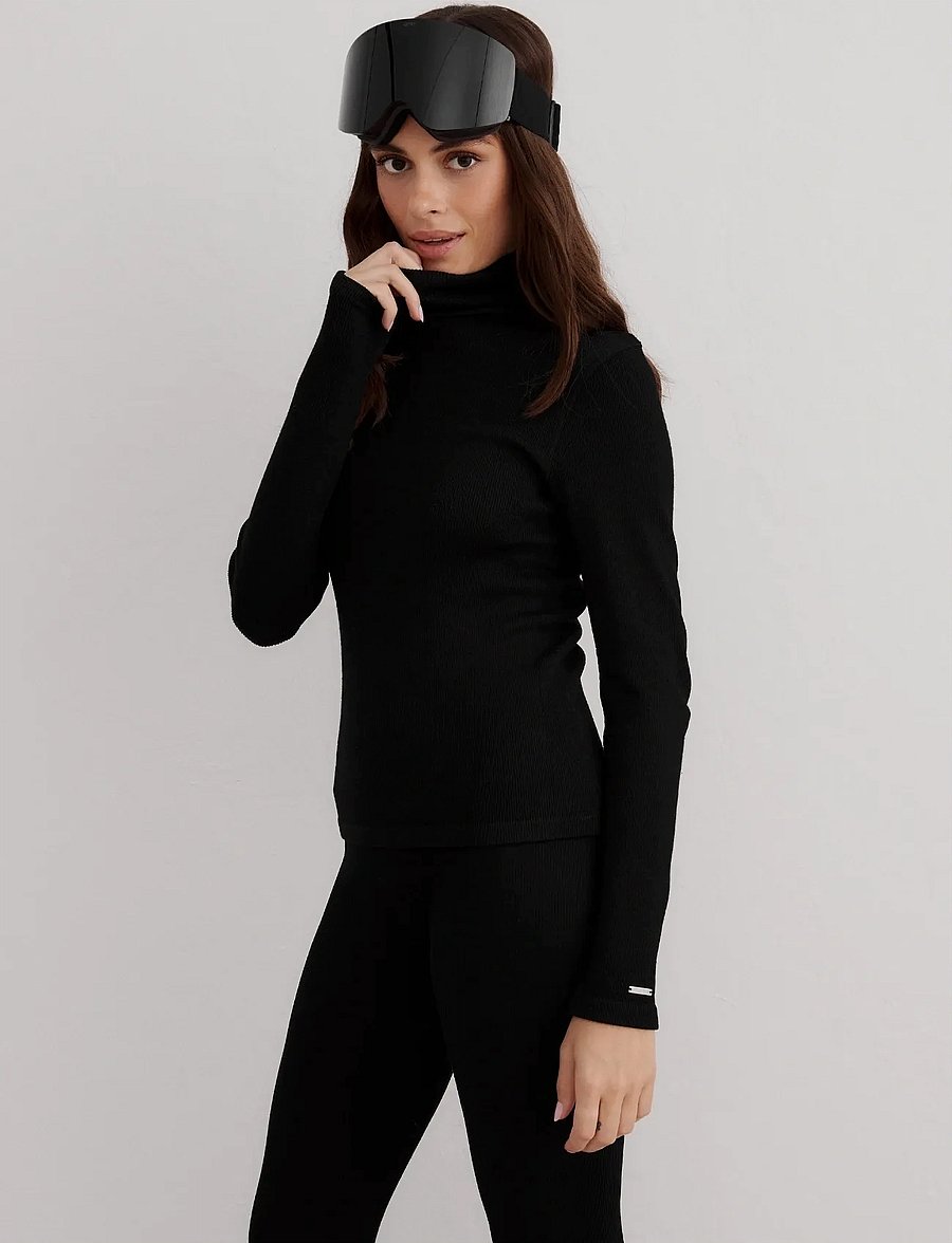 aim´n - Ribbed Wool Half zip - oberteile - black - 4