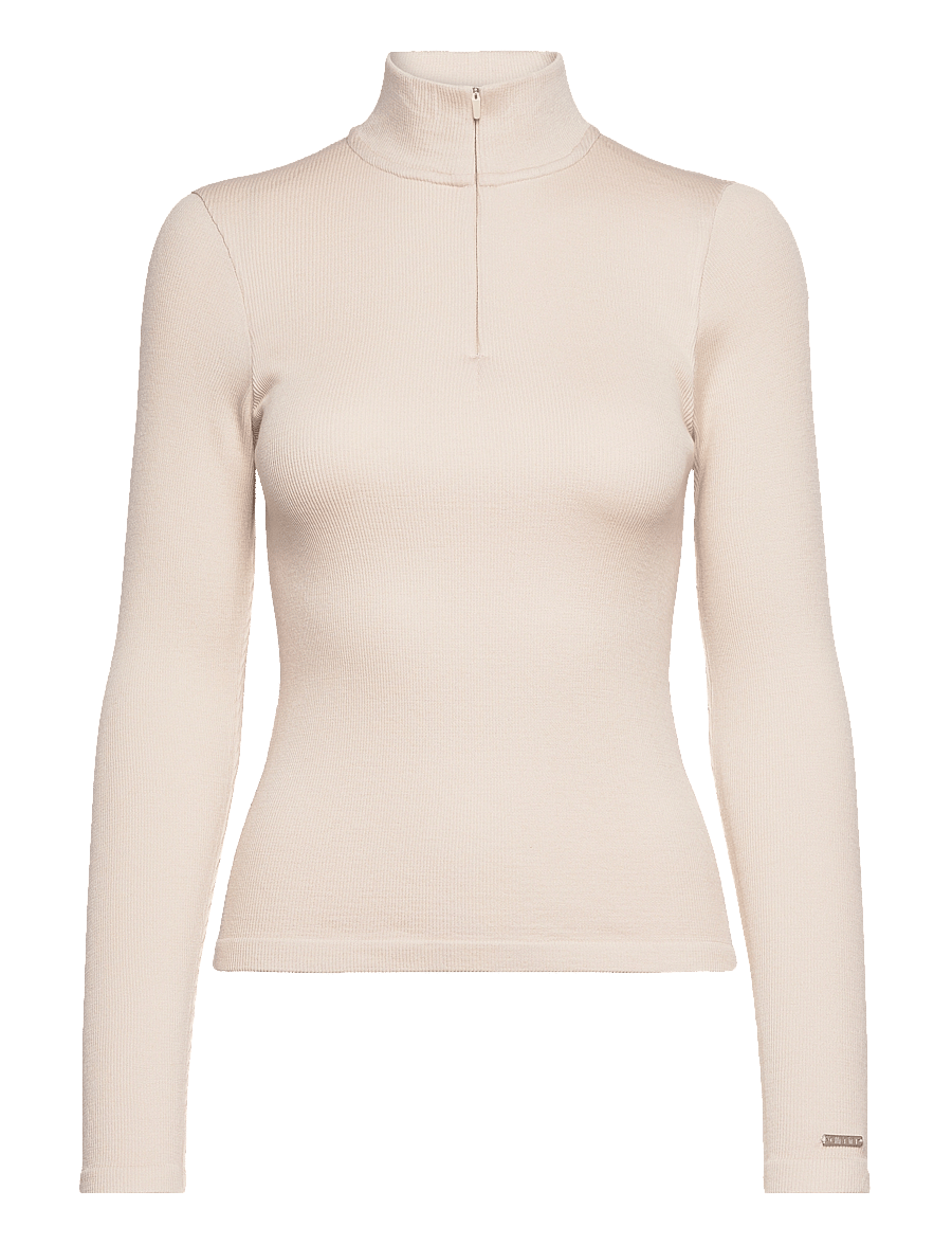 aim´n - Ribbed Wool Half zip - oberteile - cafe au lait - 1