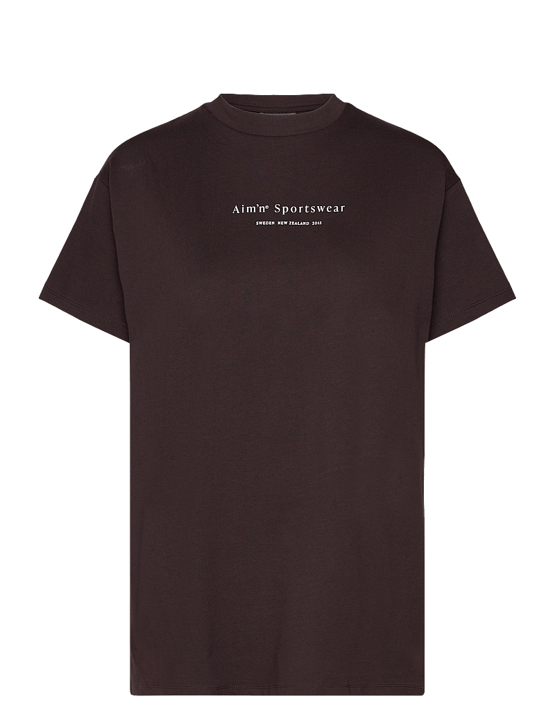 aim´n - Serif Boyfriend T-shirt - alussärgid ja t-särgid - cacao - 1
