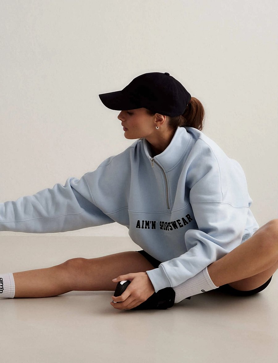 aim´n - Varsity Sweat Half Zip - tops - aura - 3