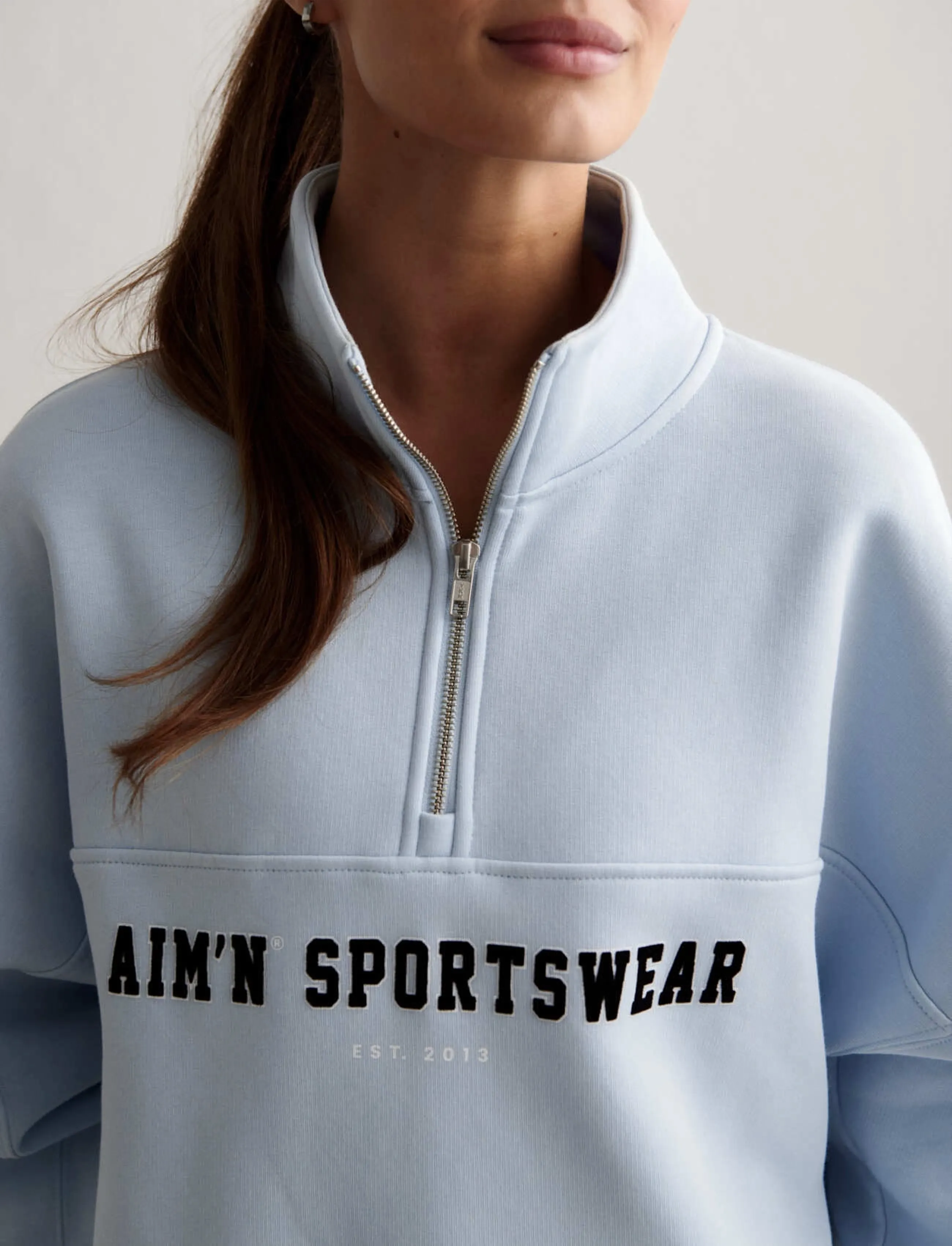 aim´n - Varsity Sweat Half Zip - tops - aura - 5