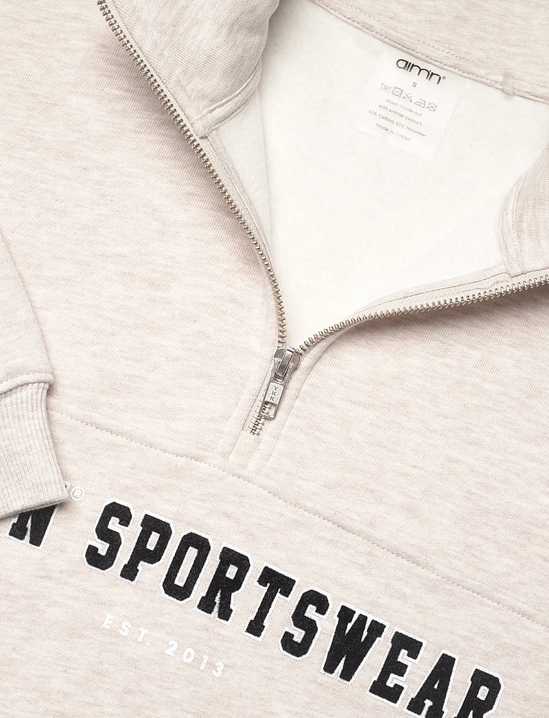 aim´n - Varsity Sweat Half Zip - oberteile - beige melange - 2
